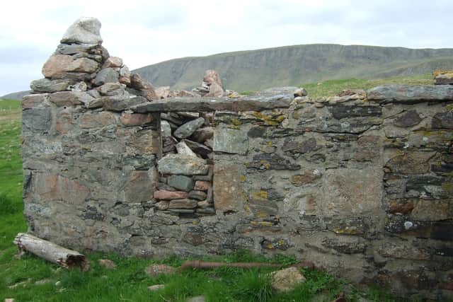 Keith’s ancestral ruined croft at the Taing of Houss, Burra Isle, Shetland.