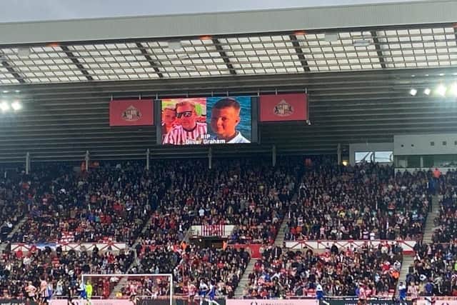 There was a minute's applause at the Stadium of Light for Oliver Graham who tragically died at the age of 13 when on holiday in Turkey. Oliver's photograph was displayed on the screens at both ends of the stadium.