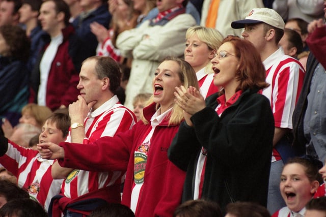 Sunderland fans watch a nail-biting game against Sheffield United in 1998.