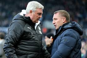 Steve Bruce and Brendan Rodgers at St James's Park last year.