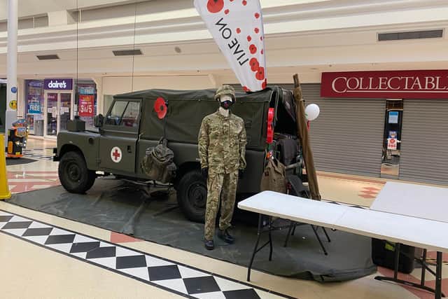 A Second World War jeep is also on display.