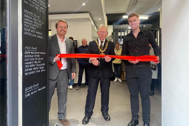 Mark Burns-Cassell, Mayor of Sunderland Cllr Harry Truman and Vincent Todd at the official opening.