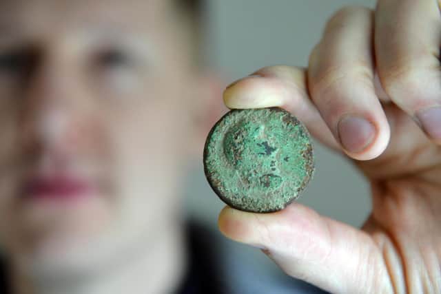 The coin was described as a 'good example' - the outline of Emperor Vespasian can still be seen.