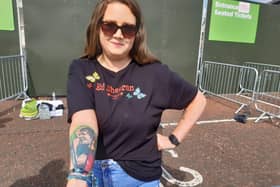 Emma Webster with her Ed Sheeran tattoo at the Stadium of Light.
