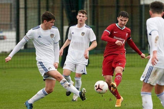 Joe Littlewood playing for Leeds Under-18s.