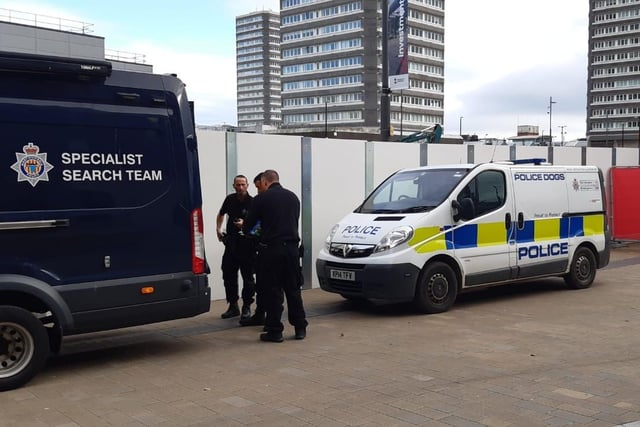 Police and specialist team in Sunderland city centre