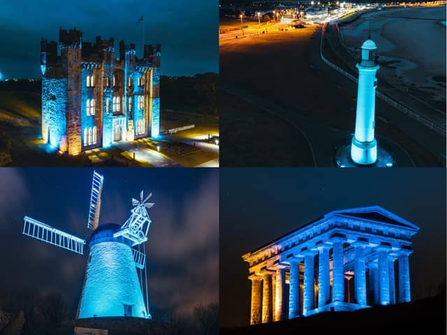 Landmarks across Sunderland were lit in honour of Ukraine's Independence Day.