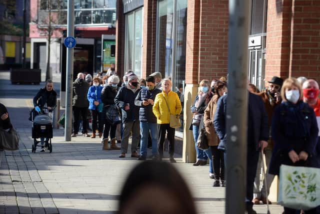 Queues formed outside the store as non-essential shops reopened