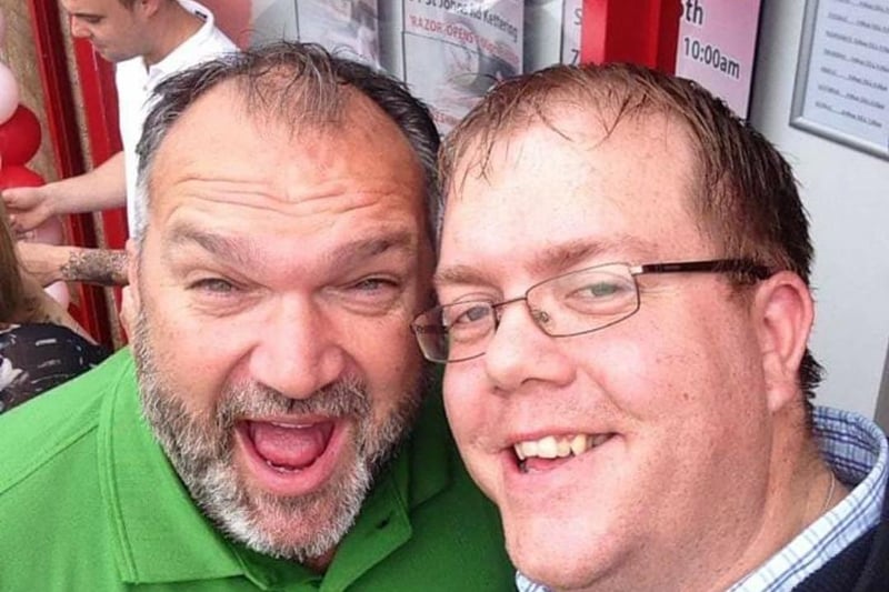 Kristian Cox took a selfie with formerm England player, Neil 'Razor' Ruddock at the opening of a betting shop in Kettering. Kristian described him as "a nice guy who's up for a laugh".