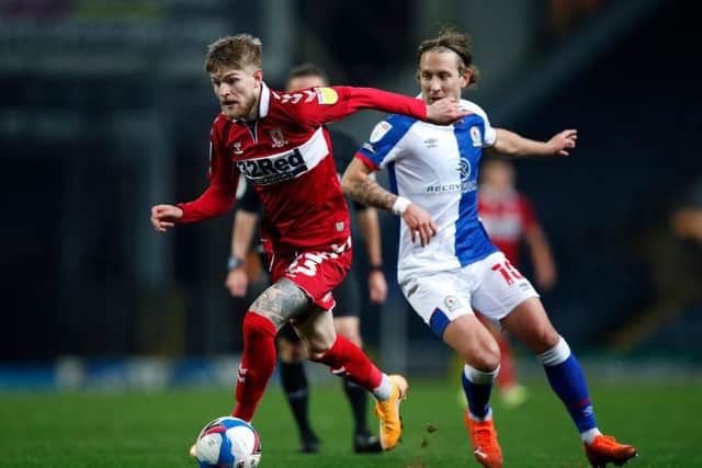Hayden Coulson playng for Middlesbrough.