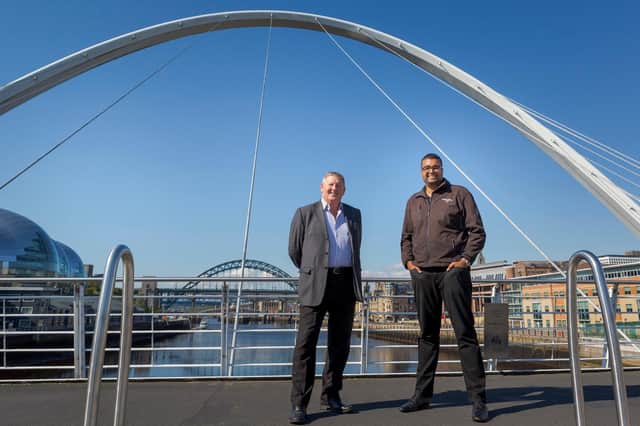 Rohan Kohli, North East Automotive Alliance project manager, right,  with Chris Black from TR Fastenings  Picture: DAVID WOOD