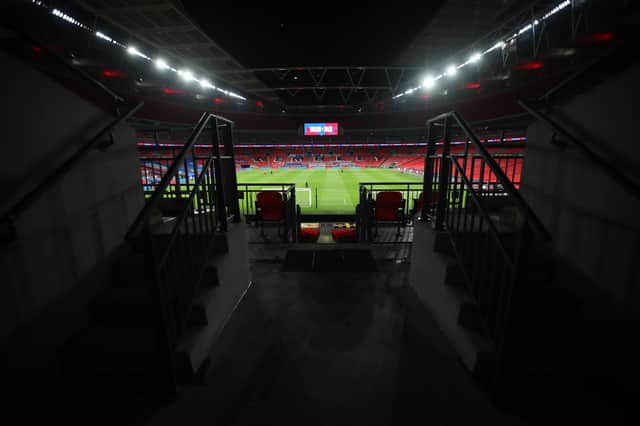 General view inside the stadium ahead of the international friendly match between England and Wales at Wembley Stadium.