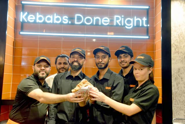 German Doner Kebab opens on High Street West. Kamal Ahmad (third from left) with his management team.
