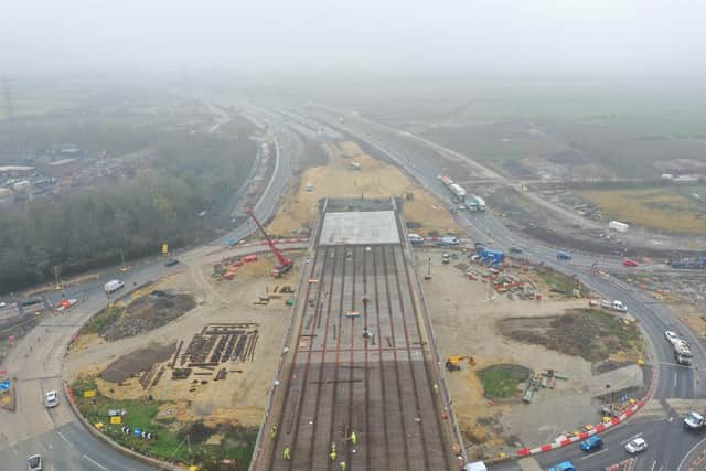 Photos from Highways England show how progress has been made as it builds a new flyover at Testo's Roundabout in Boldon.