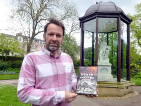 Author Chris Wood at the Victoria Hall disaster memorial in Mowbray Park. His book, Death in the Theatre, includes the story of the disaster. Picture by Stu Norton.