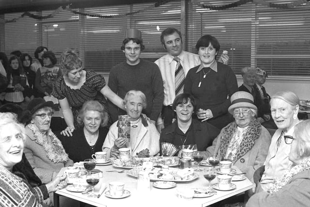 Hundreds of staff were employed at Dewhirst's in Pennywell. Here, workers are pictured with elderly guests to a Christmas party thrown by the factory in December 1977.