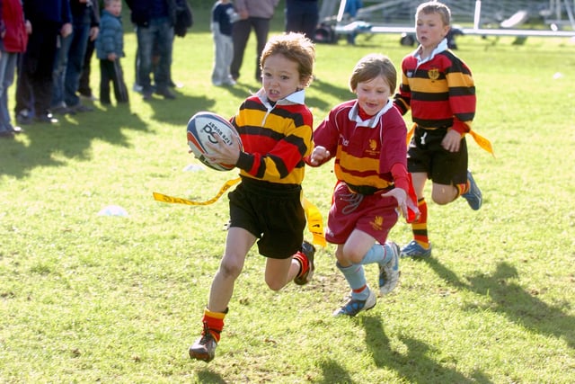The sun was shining at the Tag Rugby Festival at Ashbrooke in October 2010. Members of the Sunderland under-7s team in action.
