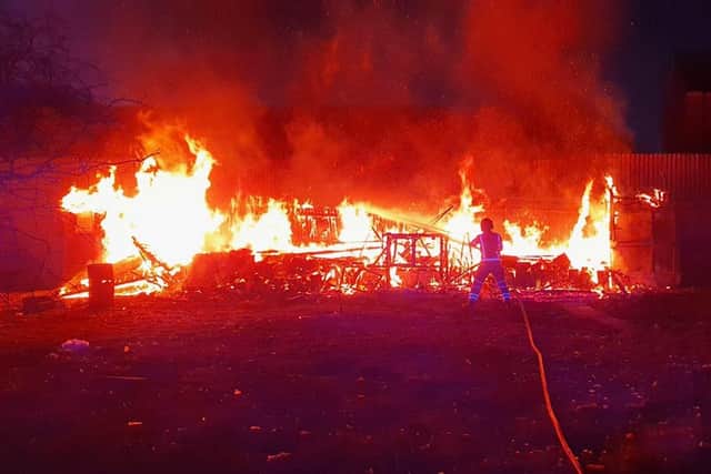 A photo shared by County Durham and Darlington Fire and Rescue Service of the allotment blaze in Brandling Court, Shotton Colliery.