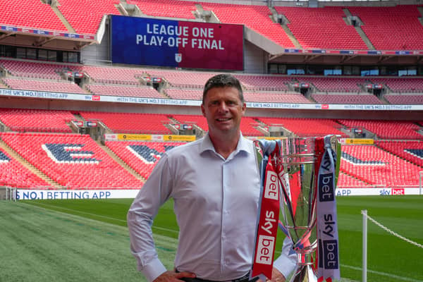 Sunderland legend Niall Quinn with the Play Off Trophy