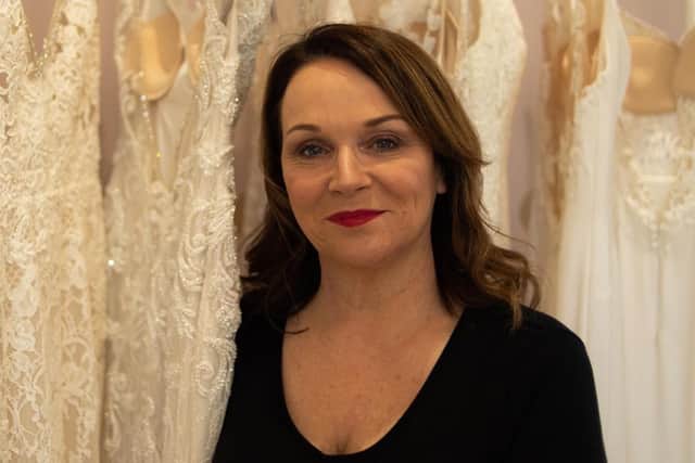 Heather Harker-Smith at bridal boutique Alice Elizabeth before its temporary closure