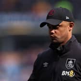 BURNLEY, ENGLAND - APRIL 22: Vincent Kompany the manager of Burnley looks on as he walks off for half time during the Sky Bet Championship between Burnley and Queens Park Rangers at Turf Moor on April 22, 2023 in Burnley, England. (Photo by Alex Livesey/Getty Images)