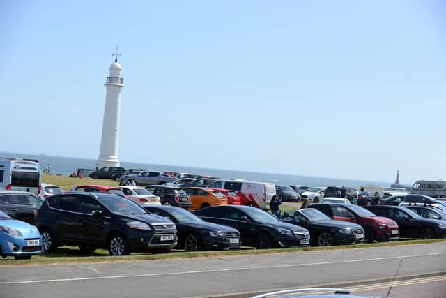 Vehicles parked on grassed areas at Cliffe Park, Seaburn, on Bank Holiday Monday (May 25).