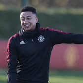 Jesse Lingard of Manchester United in action during a first team training session at Carrington Training Ground on January 13, 2022 in Manchester, England. (Photo by Matthew Peters/Manchester United via Getty Images)