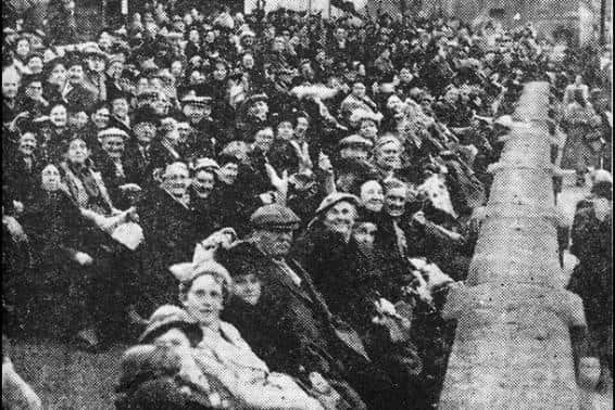 Pensioners outside Monkwearmouth Station, ready for their singalong. Photo: Philip Curtis