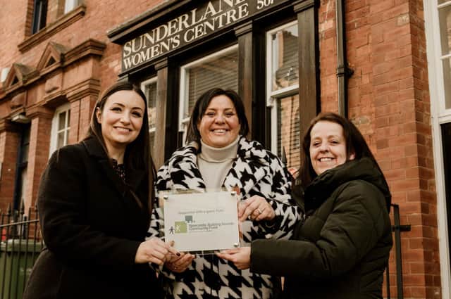 Jennie Pitt, of Newcastle Building Society, left, with Andrea Bulmer and Jayne Simpson of Sunderland Women’s Centre.