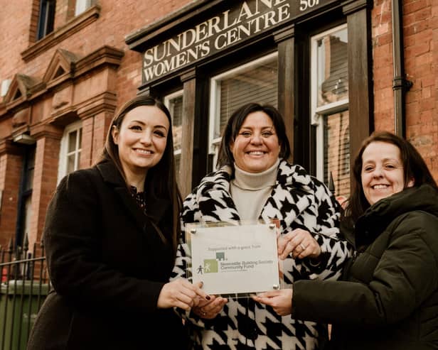 Jennie Pitt, of Newcastle Building Society, left, with Andrea Bulmer and Jayne Simpson of Sunderland Women’s Centre.