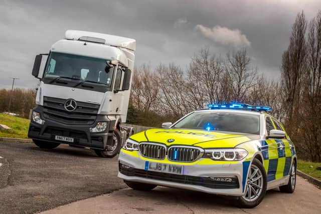 Northumbria Police used a lorry when they pulled over a motorist driving erratically on the A1, at Washington, as part of a Europe-wide road safety campaign.
