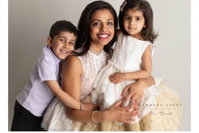Preety Randhawa with children Saahib and Mia