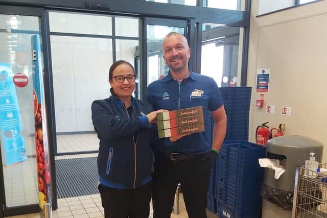 Staff at Aldi were given free meals by Bits 'n' Pizzas