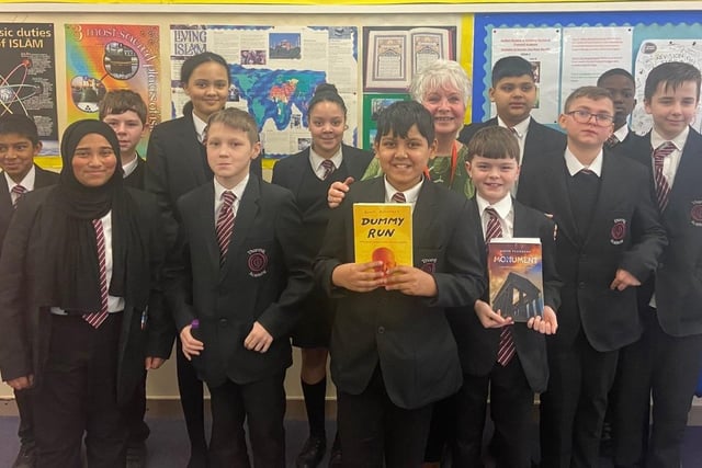 Pupils from Thornhill Academy get to meet local author Anne Twine.
