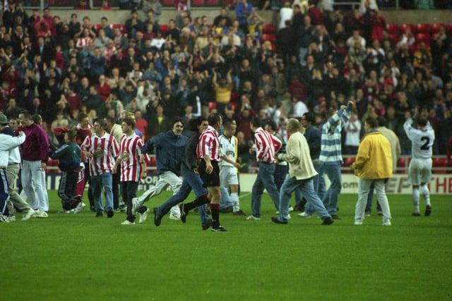 It's over and fans show their delight at a Sunderland win.