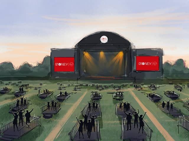 An artists impression of what the venue at Newcastle Racecourse will look like.