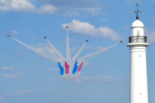 The red arrows perform at the 2018 Sunderland Airshow.
