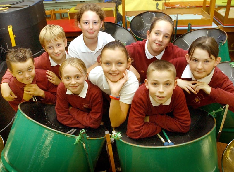 Take a look at the St Cuthbert's RC Primary School steel band in Hartlepool. Can you spot someone you know in this 2005 photo?