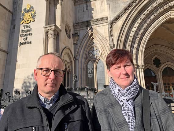 Christopher and Pauline Stonehouse outside the the Royal Courts of Justice, London, after former subpostmistress Mrs Stonehouse, has been been cleared by the Court of Appeal after she was wrongly convicted as a result of the Post Office Horizon scandal. Picture date: Monday November 22, 2021.
