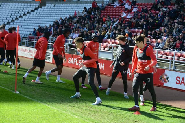 The Sunderland first team players take part in open training session at the Stadium of Light.