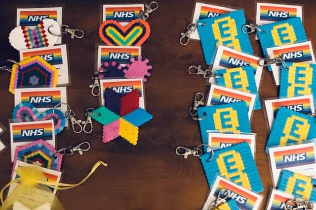 Henry has made 80 key-rings for EE employees as well as rainbow creations.