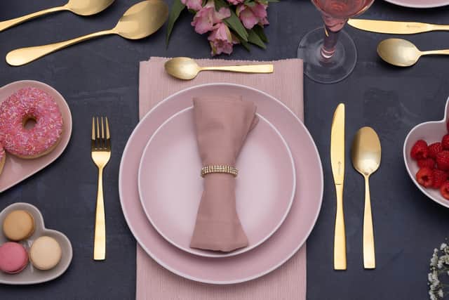 Pictured: Viners® Everyday Purity Gold Cutlery and Gold Select Serving Spoons.