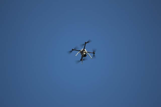 A drone in flight.