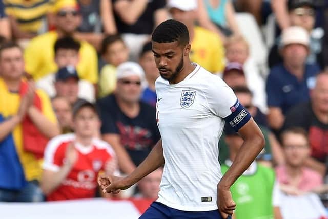 Jake Clarke-Salter playing for England Under-21s.