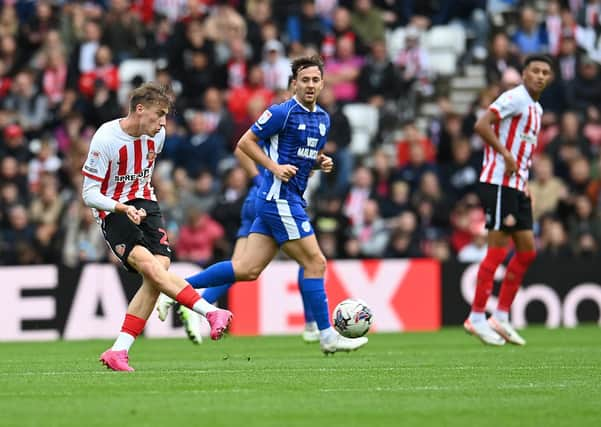 Jack Clarke playing for Sunderland against Cardiff City