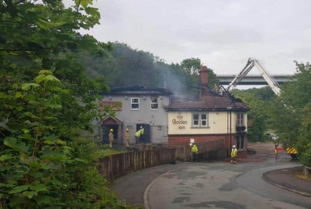 The aftermath of the fire which wrecked the Golden Lion last July.