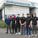 Grundfos apprentices Mitchell Welsh, Finlay Hamilton, Alfie Cullerton, Sam Lawley, Aaron Halliday, with production supervisors Andy Robinson and Alan Summerson.