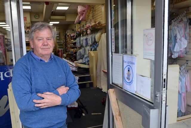 E. Kemps Wool Shop owner Barry Cuthbertson angry over the break-in and theft of charity boxes