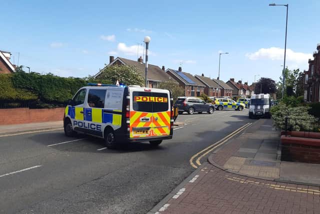 Police arrived at a Sunderland address this morning to carry out an arrest warrant.