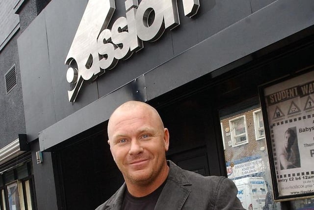 Mike Downey Junior was pictured outside his new nightclub in 2008.